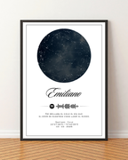 Mapa estelar Modelo minimalista + Spotify