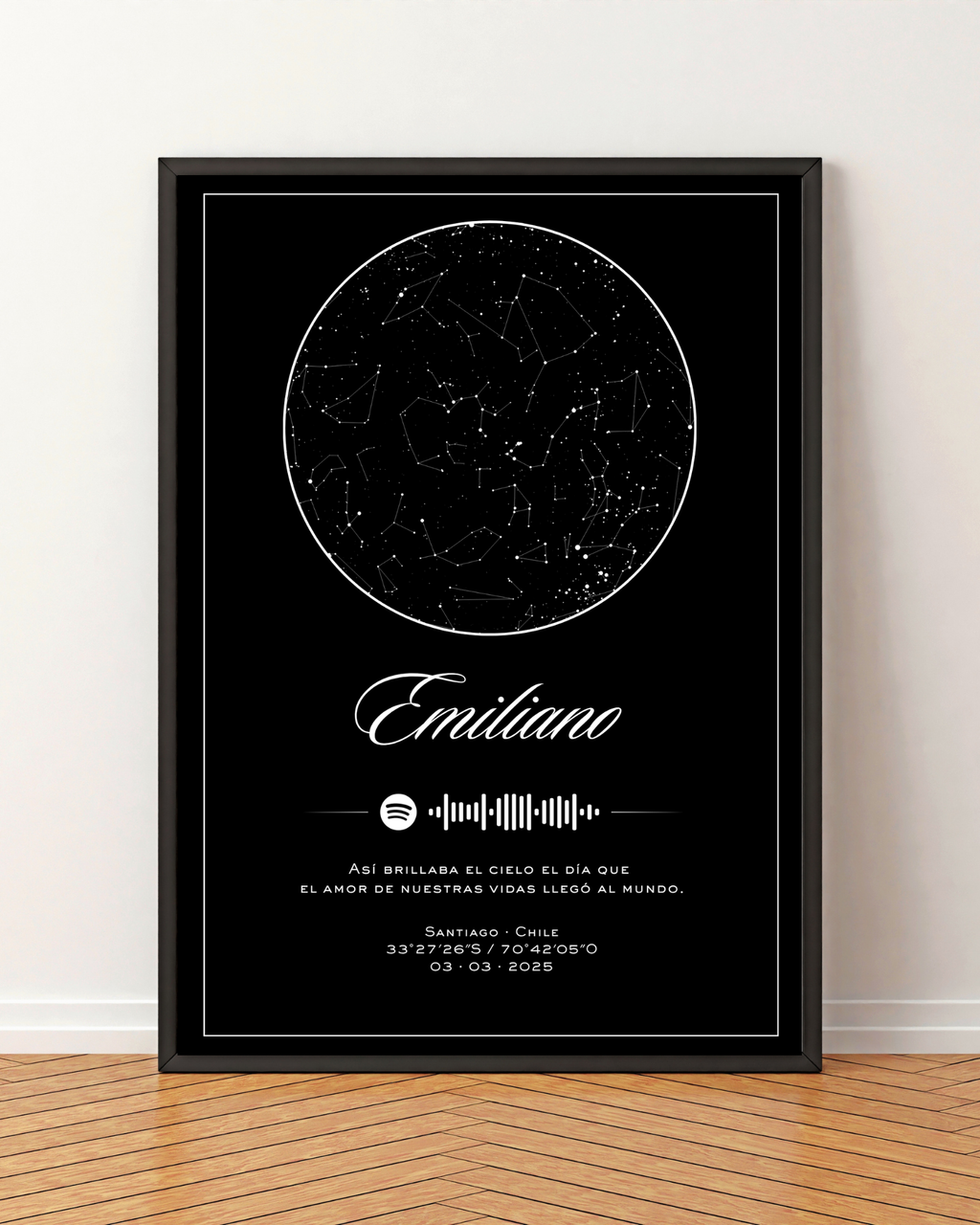 Mapa estelar Modelo minimalista + Spotify