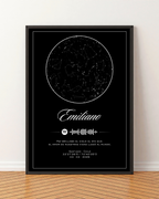 Mapa estelar Modelo minimalista + Spotify