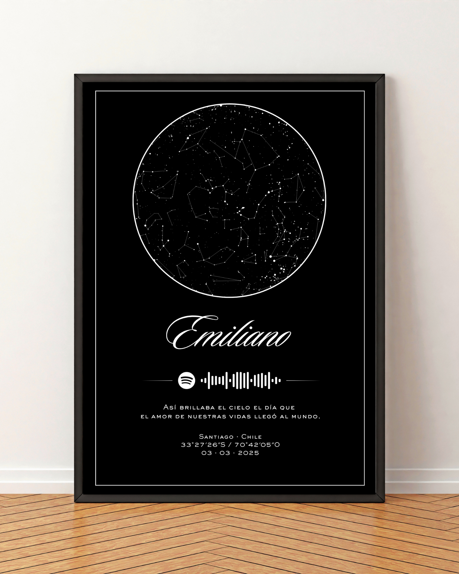 Mapa estelar Modelo minimalista + Spotify