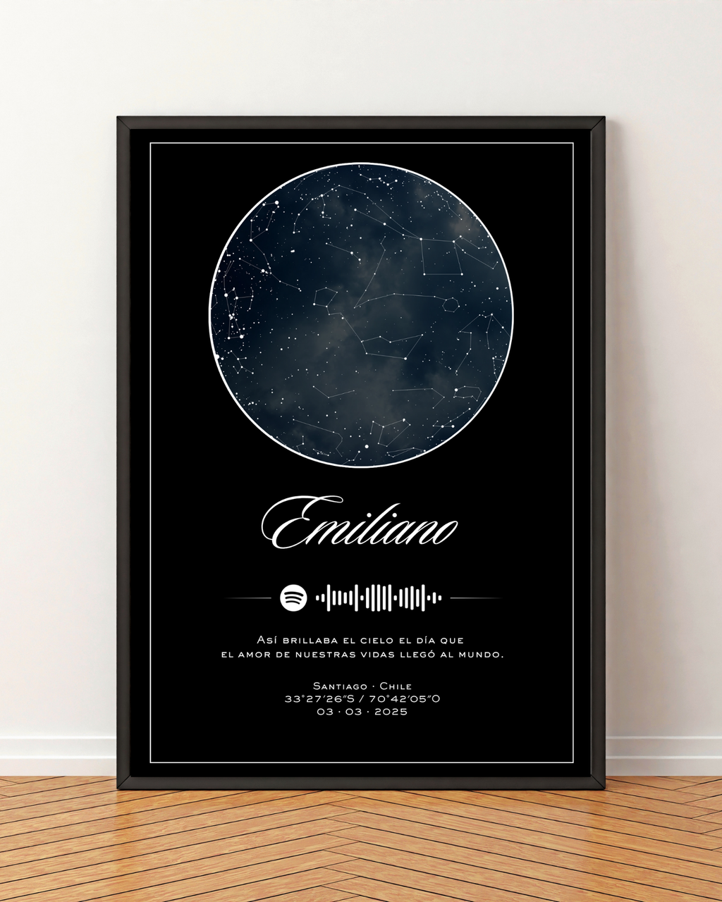 Mapa estelar Modelo minimalista + Spotify