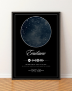 Mapa estelar Modelo minimalista + Spotify