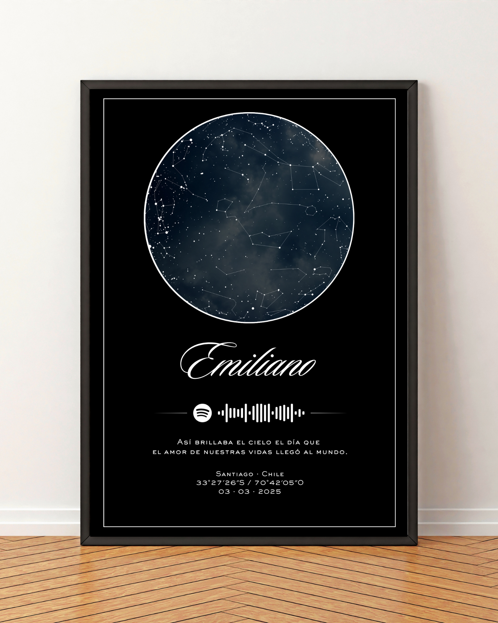 Mapa estelar Modelo minimalista + Spotify