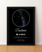 Mapa estelar Modelo minimalista + Spotify