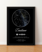 Mapa estelar Modelo minimalista + Spotify