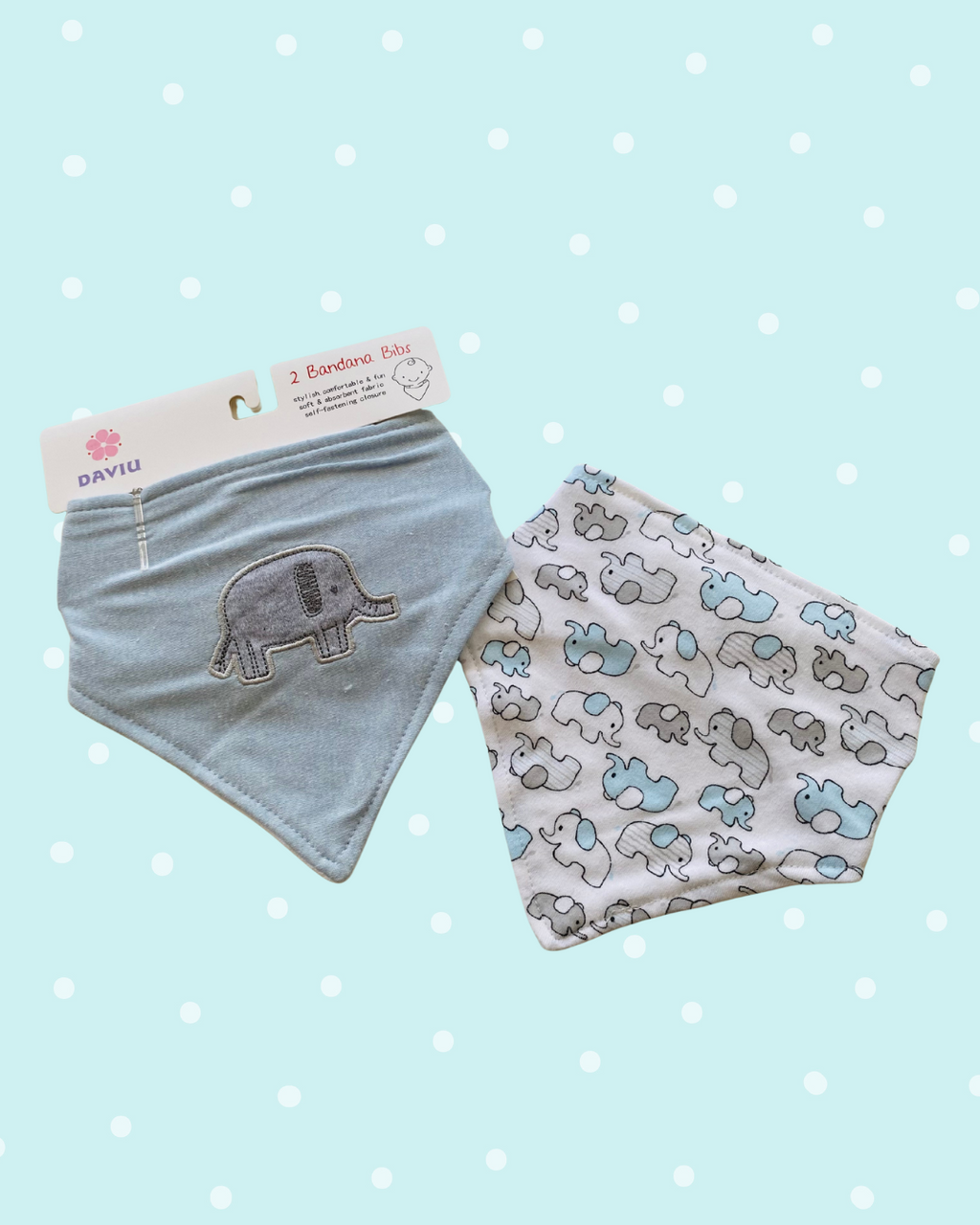 Set 2 Bandanas de bebé algodón - Elefante