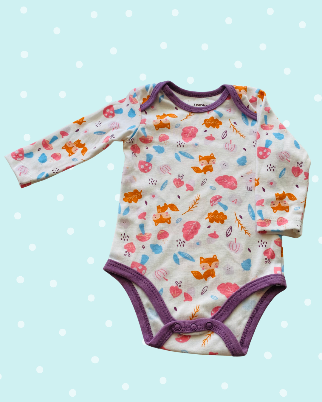 Body manga larga niña – Zorrito flores 100% algodon