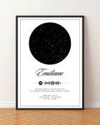 Mapa estelar Modelo minimalista + Spotify