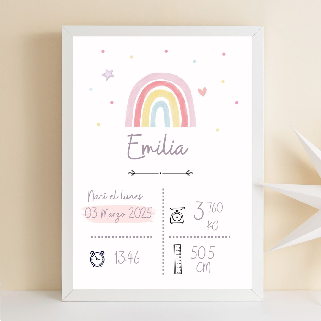 Cuadro de nacimiento - Modelo Arcoíris