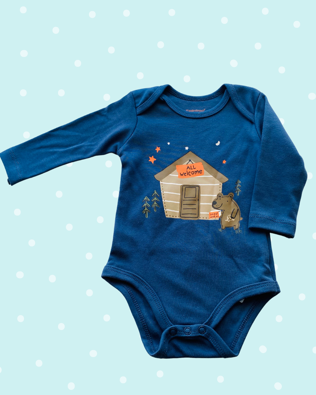 Body manga larga niño – Oso azul 100% algodon